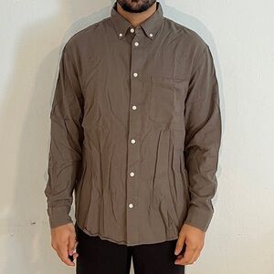 H&M Men's Casual Brown Button-Down Shirt